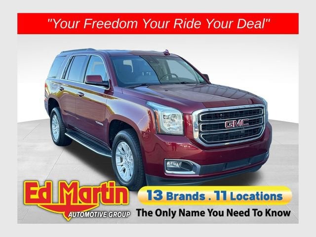2018 GMC Yukon SLT in Crimson Red Tintcoat — front three-quarter view