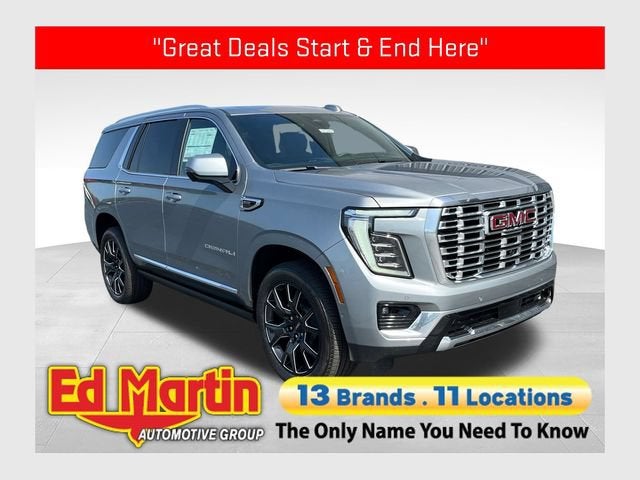 2026 GMC Yukon Denali in Sterling Metallic — front three-quarter view