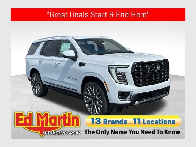 2026 GMC Yukon Denali Ultimate in Glacier White Tricoat — front three-quarter view