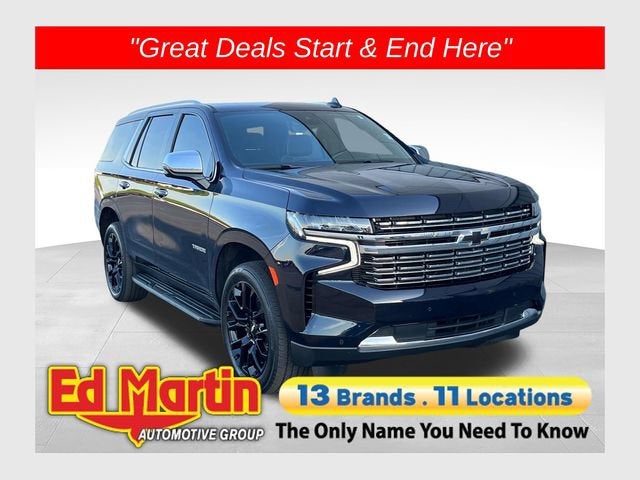 2023 Chevrolet Tahoe Premier in Midnight Blue Metallic — front three-quarter view