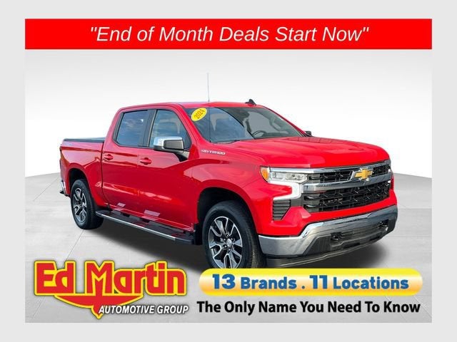 2024 Chevrolet Silverado 1500 LT in Red Hot — front three-quarter view