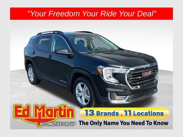 2024 GMC Terrain SLE in Ebony Twilight Metallic — front three-quarter view
