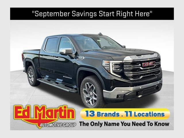 2026 GMC Sierra 1500 SLT in Onyx Black — front three-quarter view