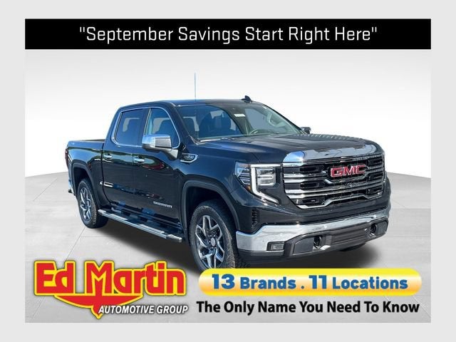 2026 GMC Sierra 1500 SLT in Onyx Black — front three-quarter view
