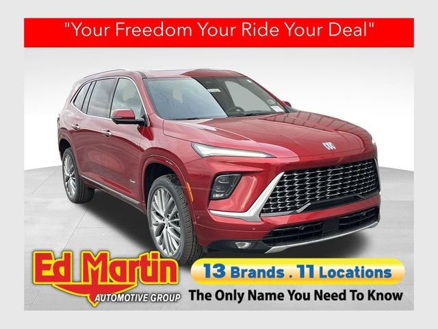 2026 Buick Enclave Avenir in Cherry Red Tintcoat — front three-quarter view